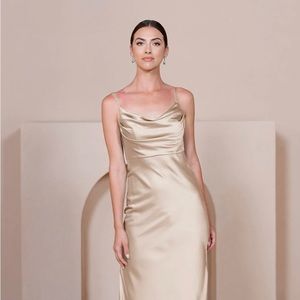 Revelry Skye Satin Dress (regular)
Color: Gold Champagne - 703
